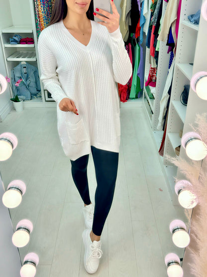 Coleen Zig Zag Ribbed Pocket Jumper