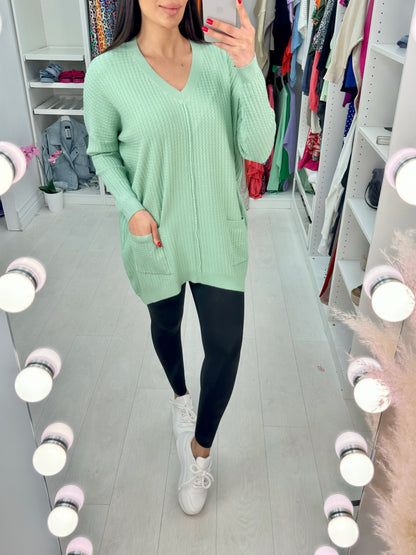 Coleen Zig Zag Ribbed Pocket Jumper