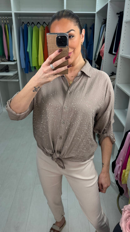 Melanie Crepe Diamante Detailed Shirt