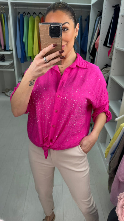 Melanie Crepe Diamante Detailed Shirt