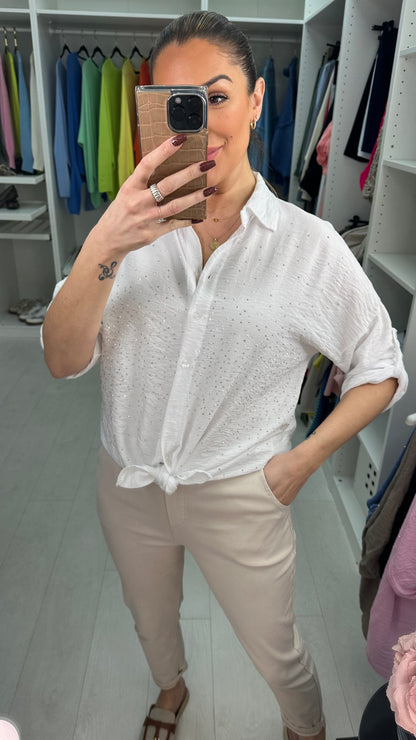 Melanie Crepe Diamante Detailed Shirt