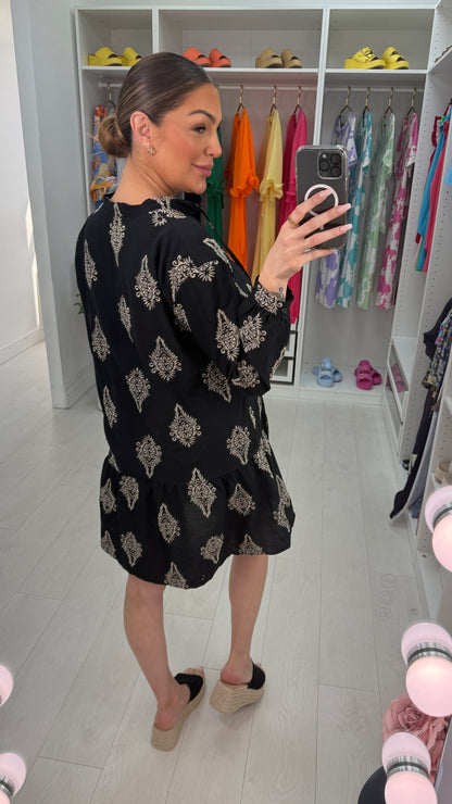 Vicenta Embroidered Detail Button Front Dress