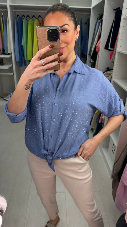 Melanie Crepe Diamante Detailed Shirt