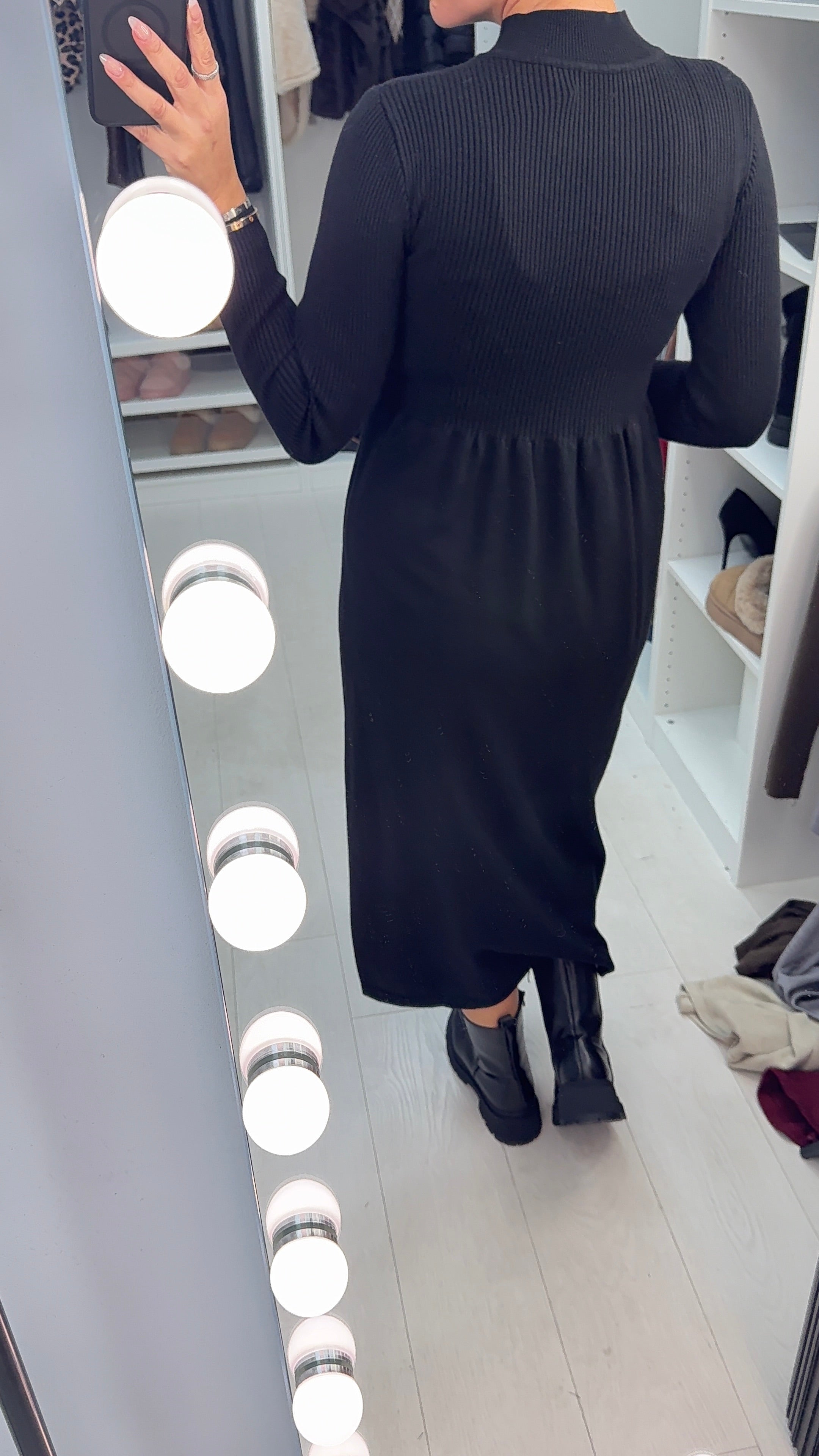 Alida Black Midi Jumper Dress