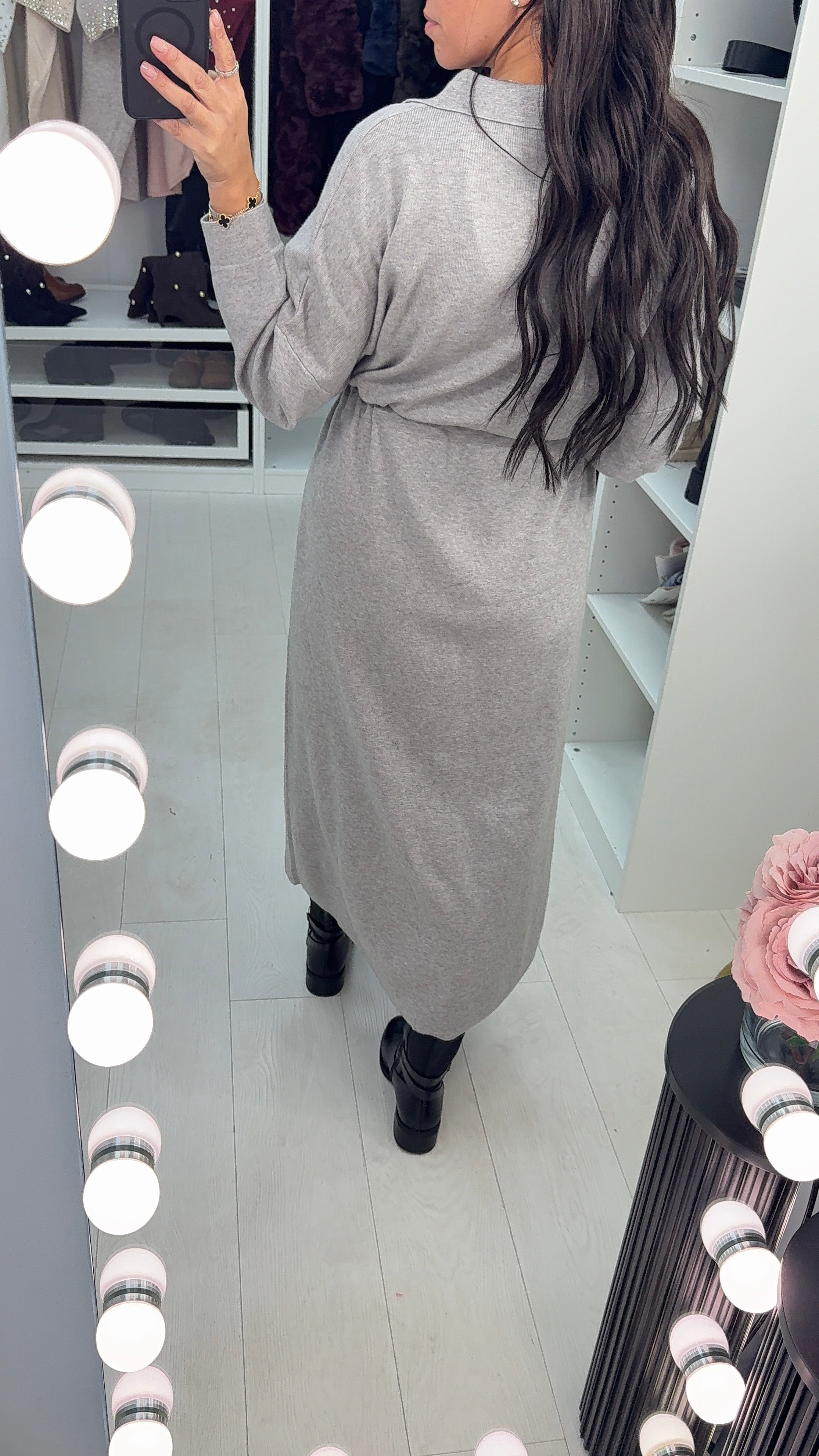 Laurin Plain Zip Front Tie Waist Maxi Jumper Dress