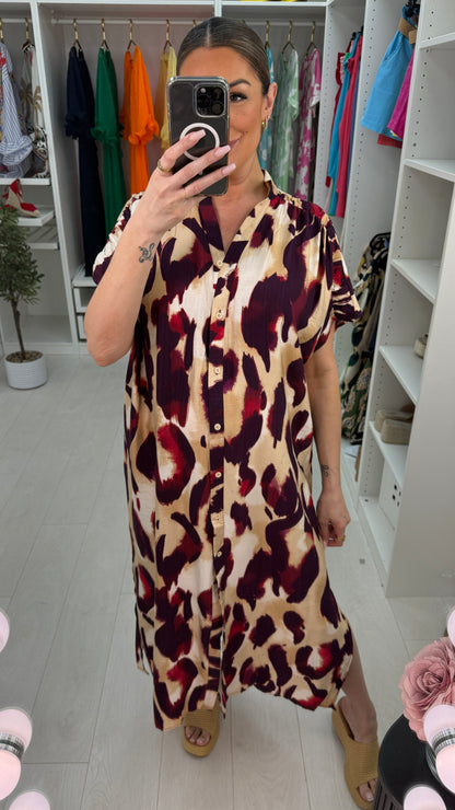 Meagan Cheetah Pattern Loose Fit Maxi Dress