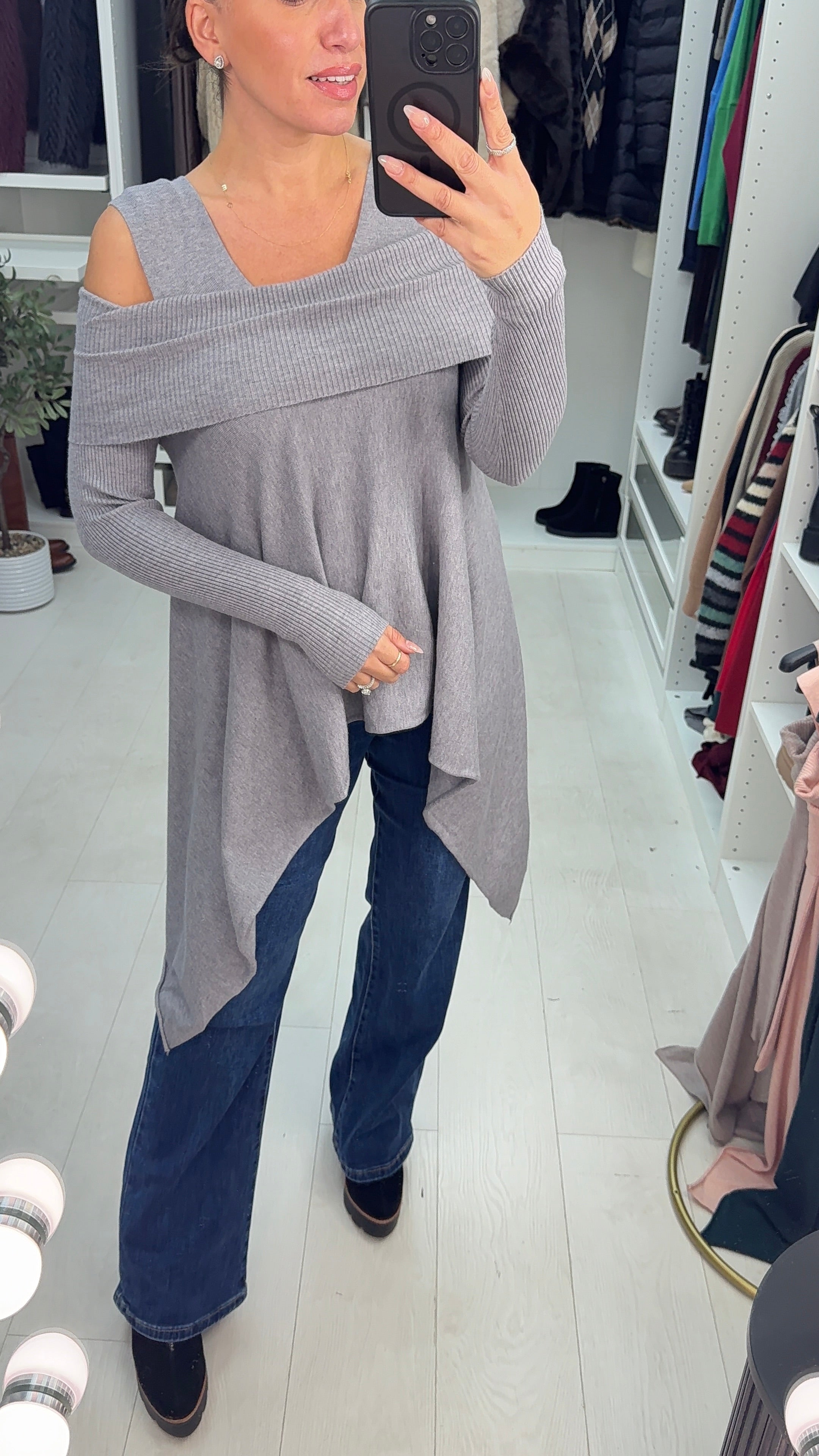 Malissa Drape Side Knitted Loose Fit Jumper
