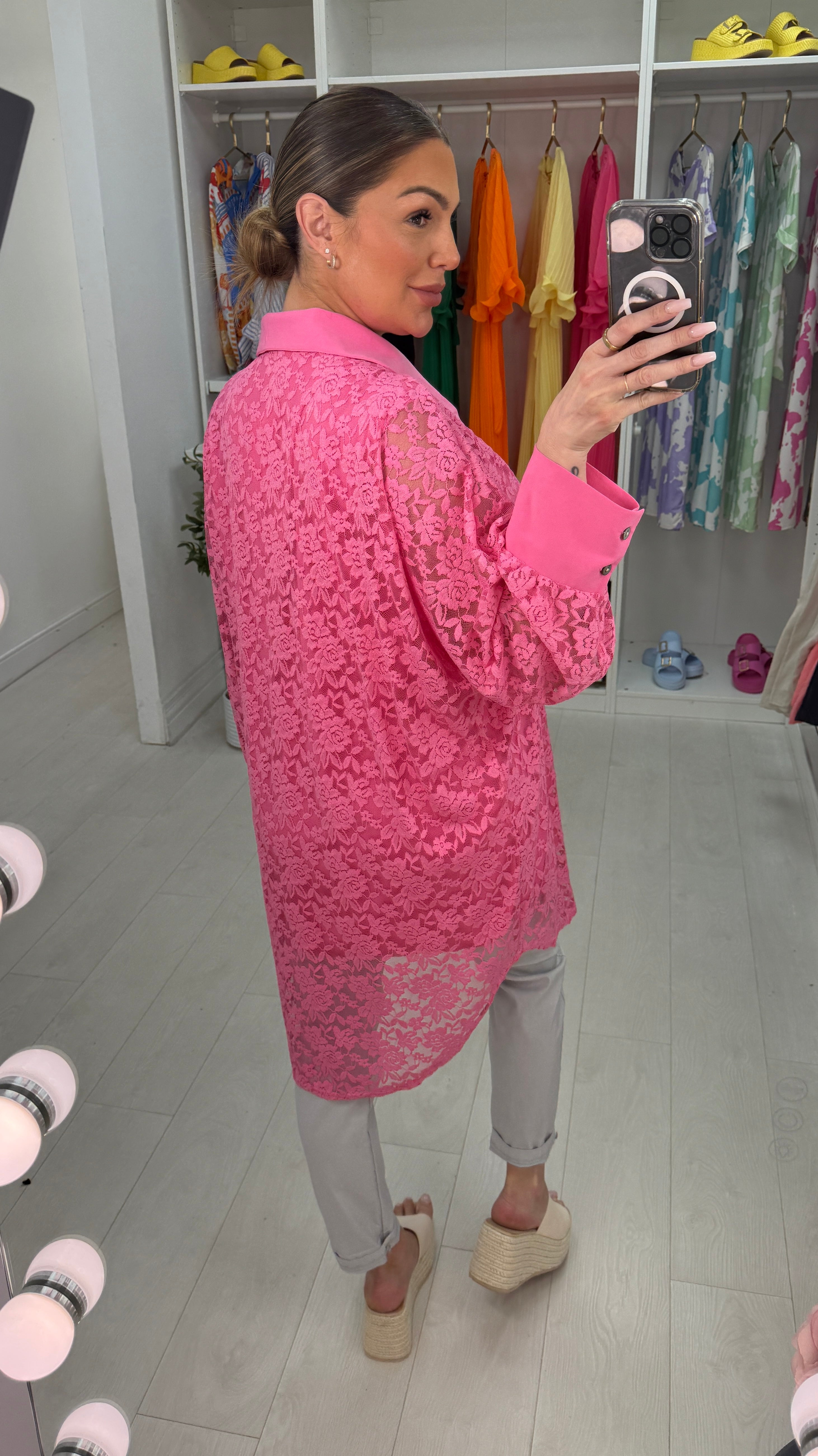 Diana Floral Lace Oversized Longline Shirt