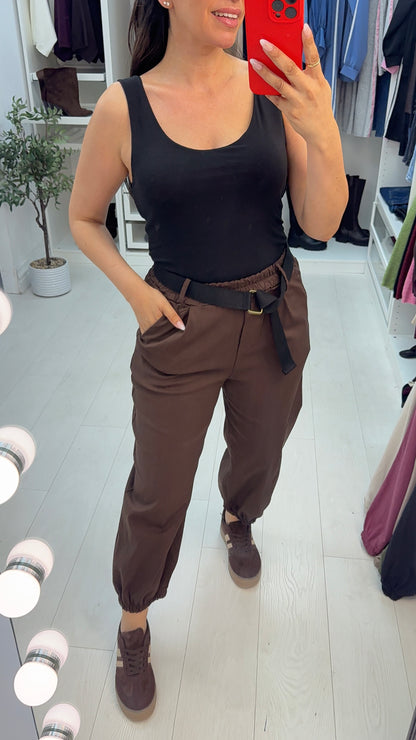 Gwenyth Plain Belted Cuff Leg Trouser