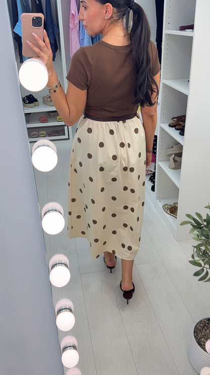 Madalena Short Sleeve Polka Dot Poplin Midi Dress