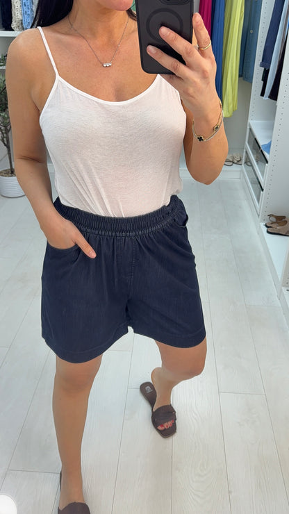 Elisabetta Elasticated Waist Soft Denim Shorts