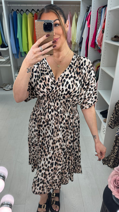 Angie Leopard Print Floaty Midi Magic Dress