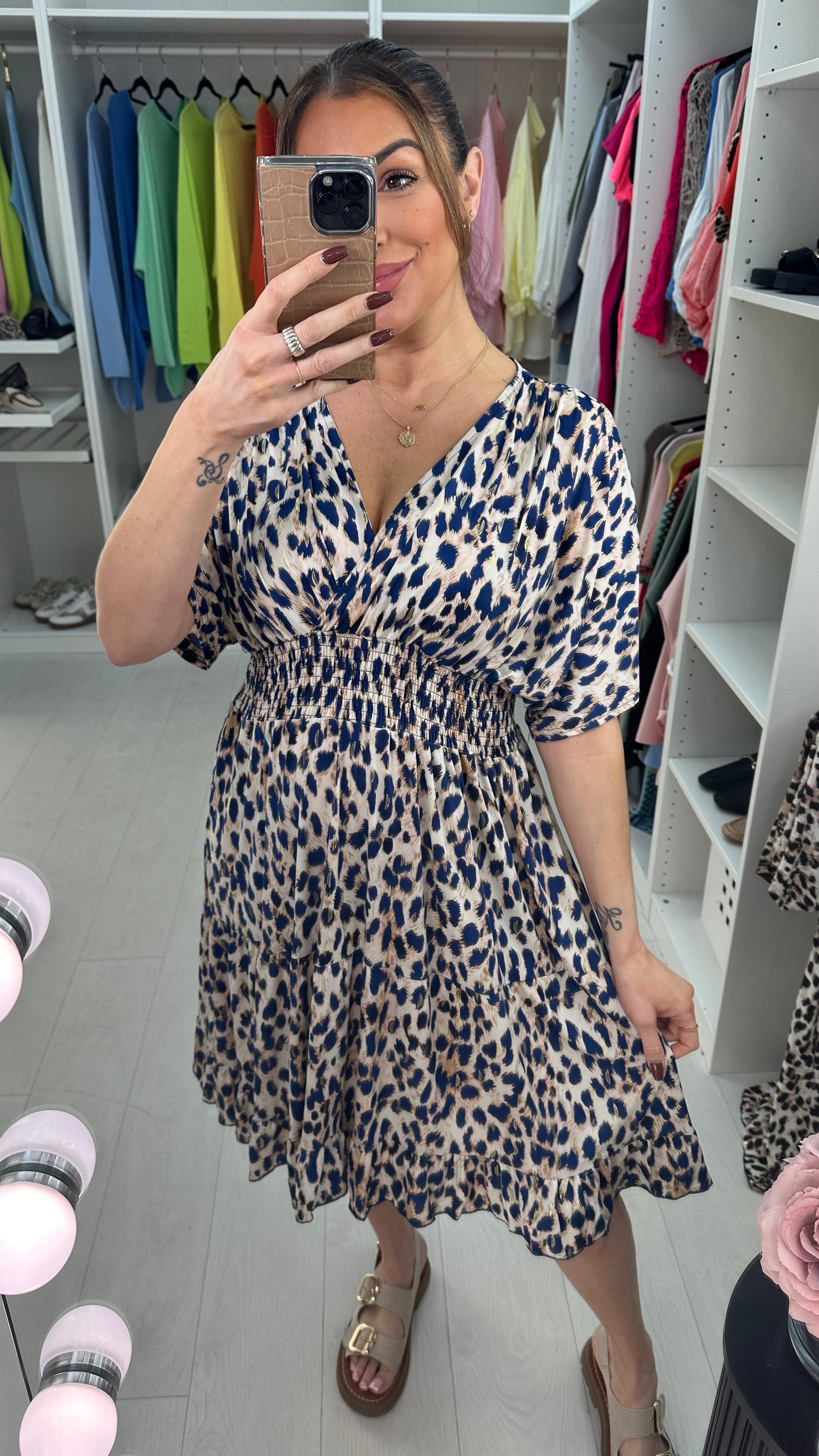 Angie Leopard Print Floaty Midi Magic Dress