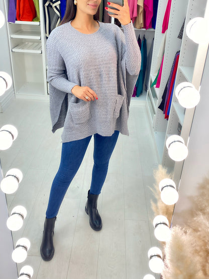 Zarya Front Pocket Knitted Poncho Jumper