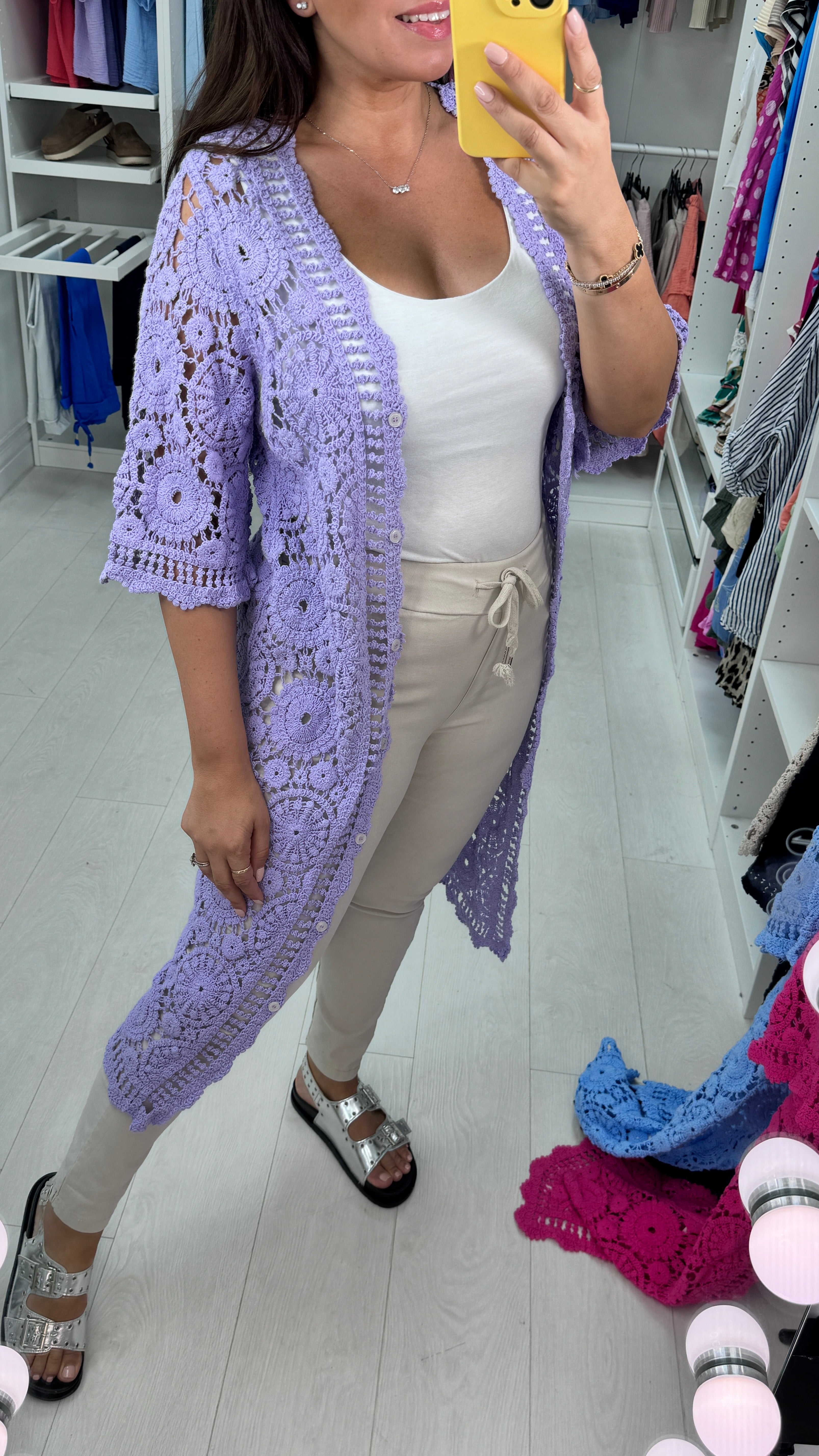 Abril Crochet Longline Cardigan