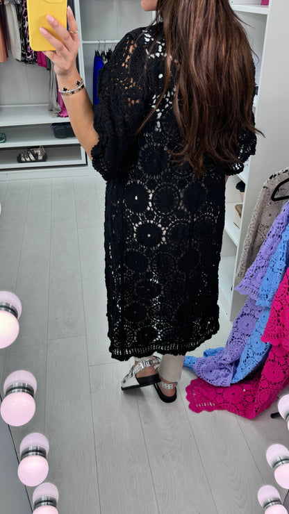 Abril Crochet Longline Cardigan