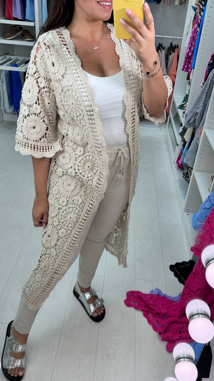 Abril Crochet Longline Cardigan