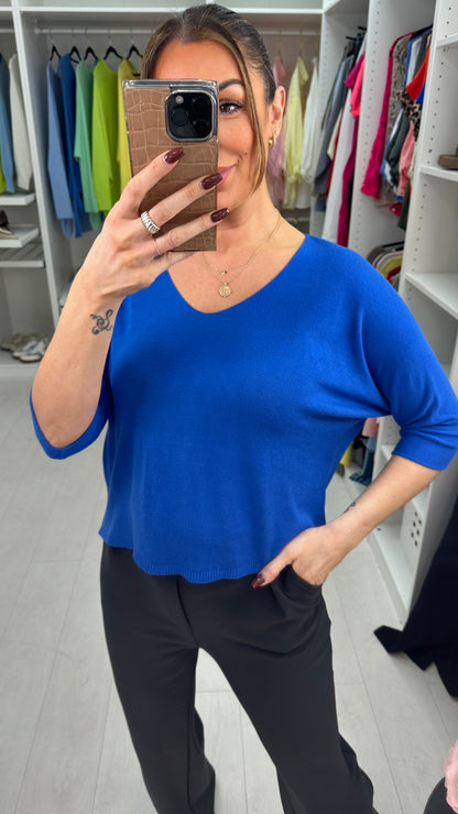 Tarria Plain V Neck Thin Knit Jumper