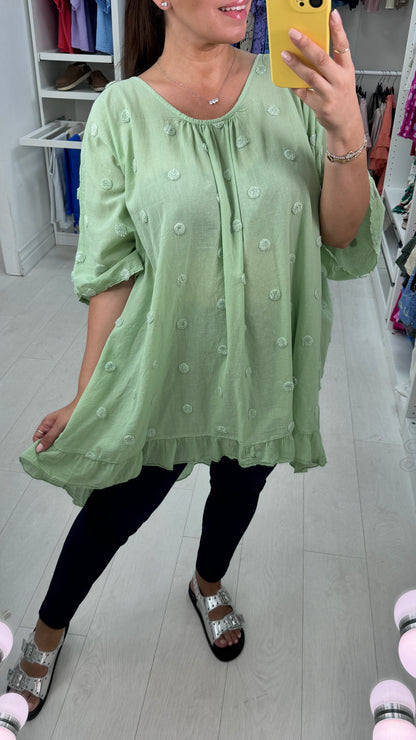 Dominga Dot Detail Lightweight Oversized Top