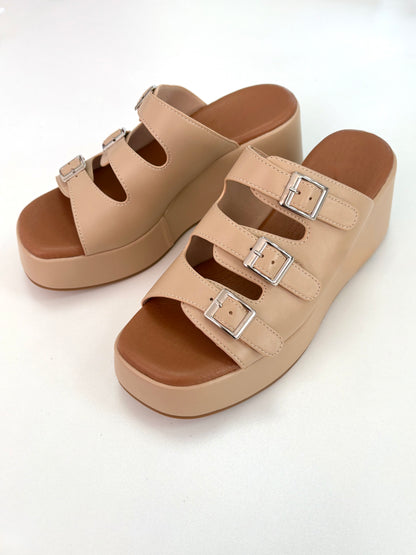 Lyndsey Buckle Platform Mules