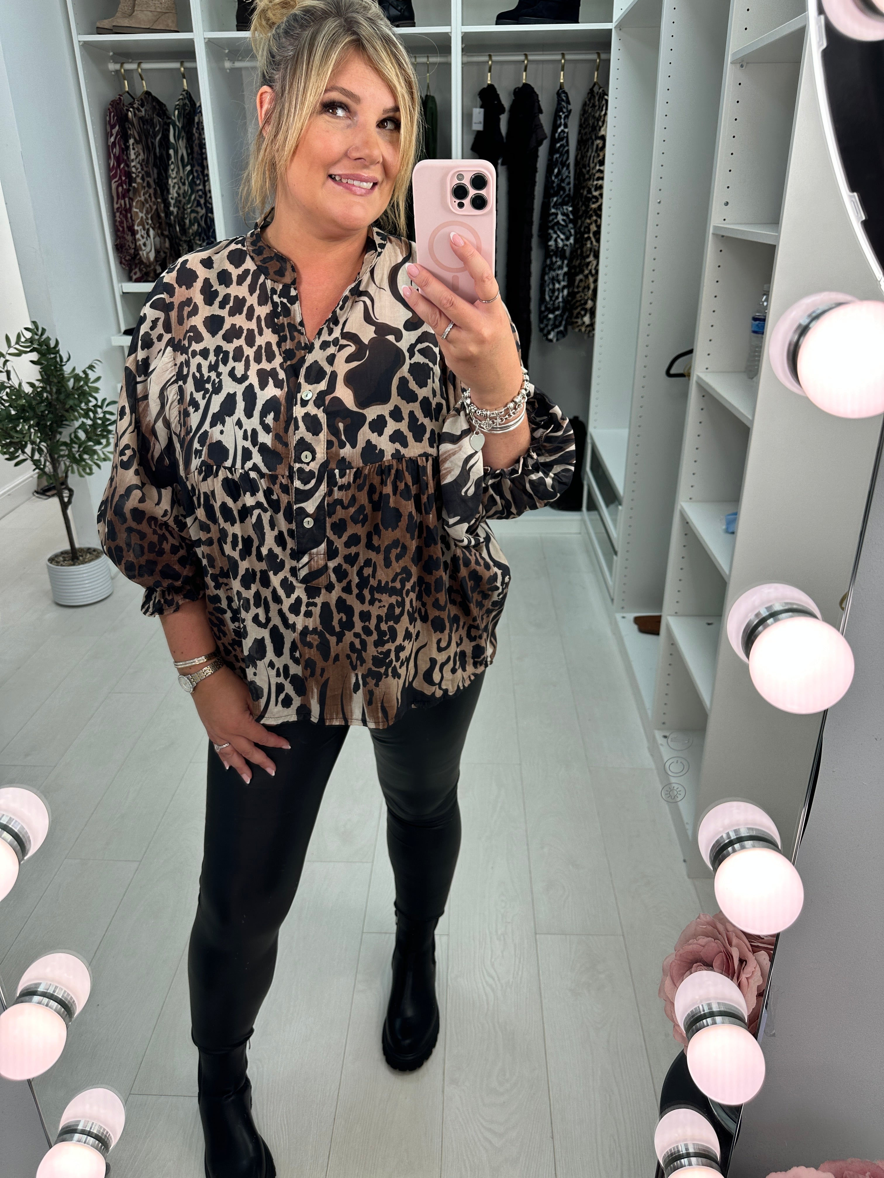 Zoya Animal Print Lightweight Blouse