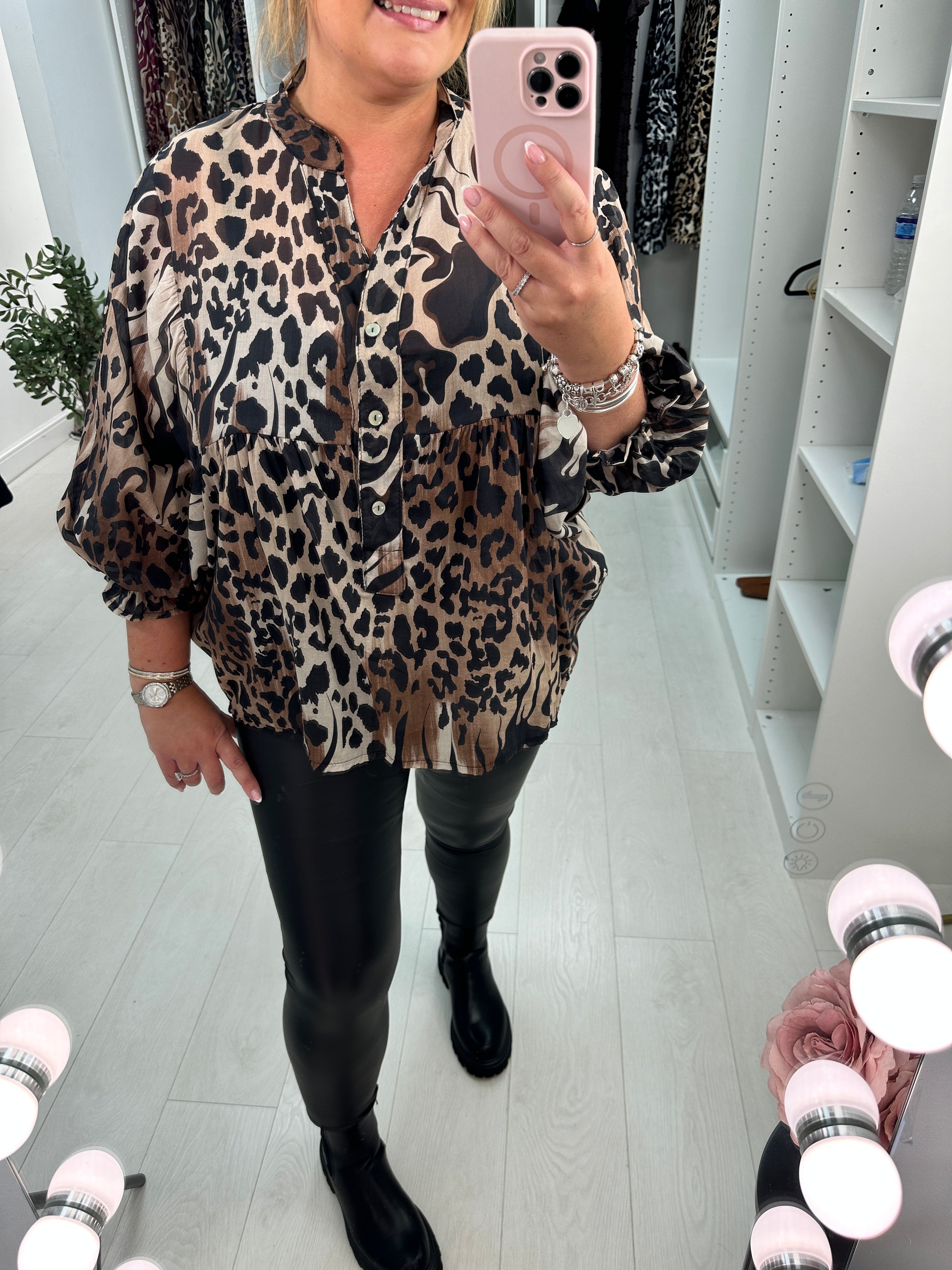 Zoya Animal Print Lightweight Blouse