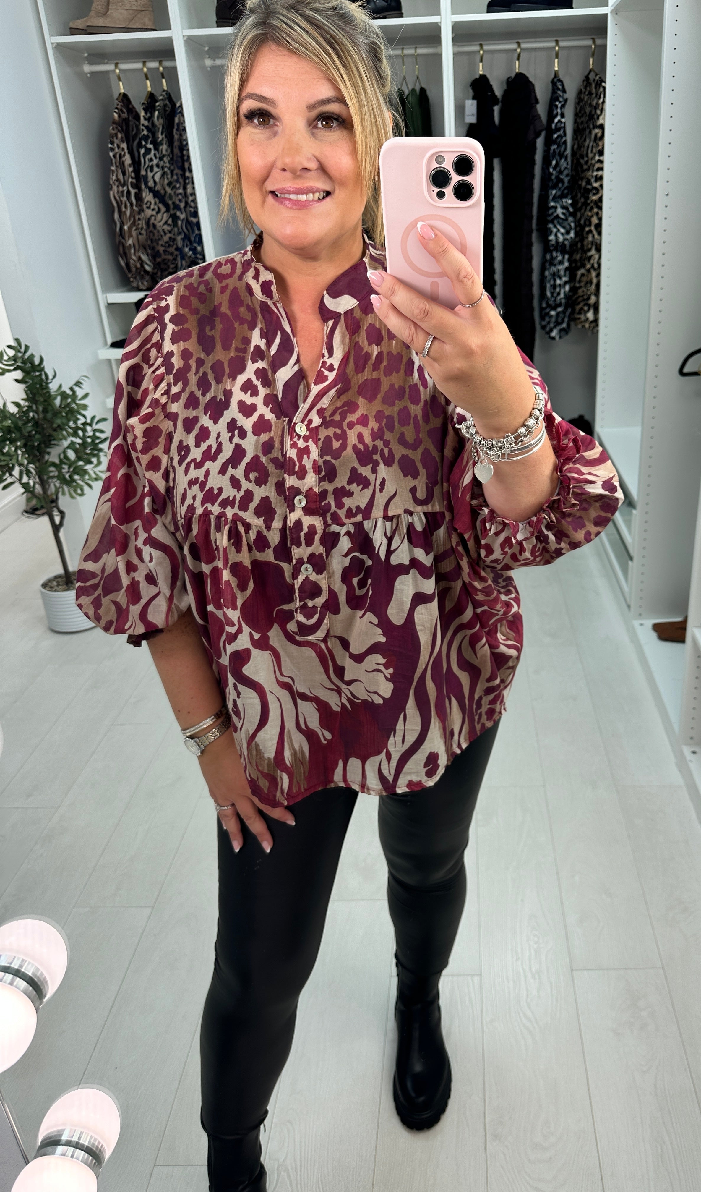 Zoya Animal Print Lightweight Blouse