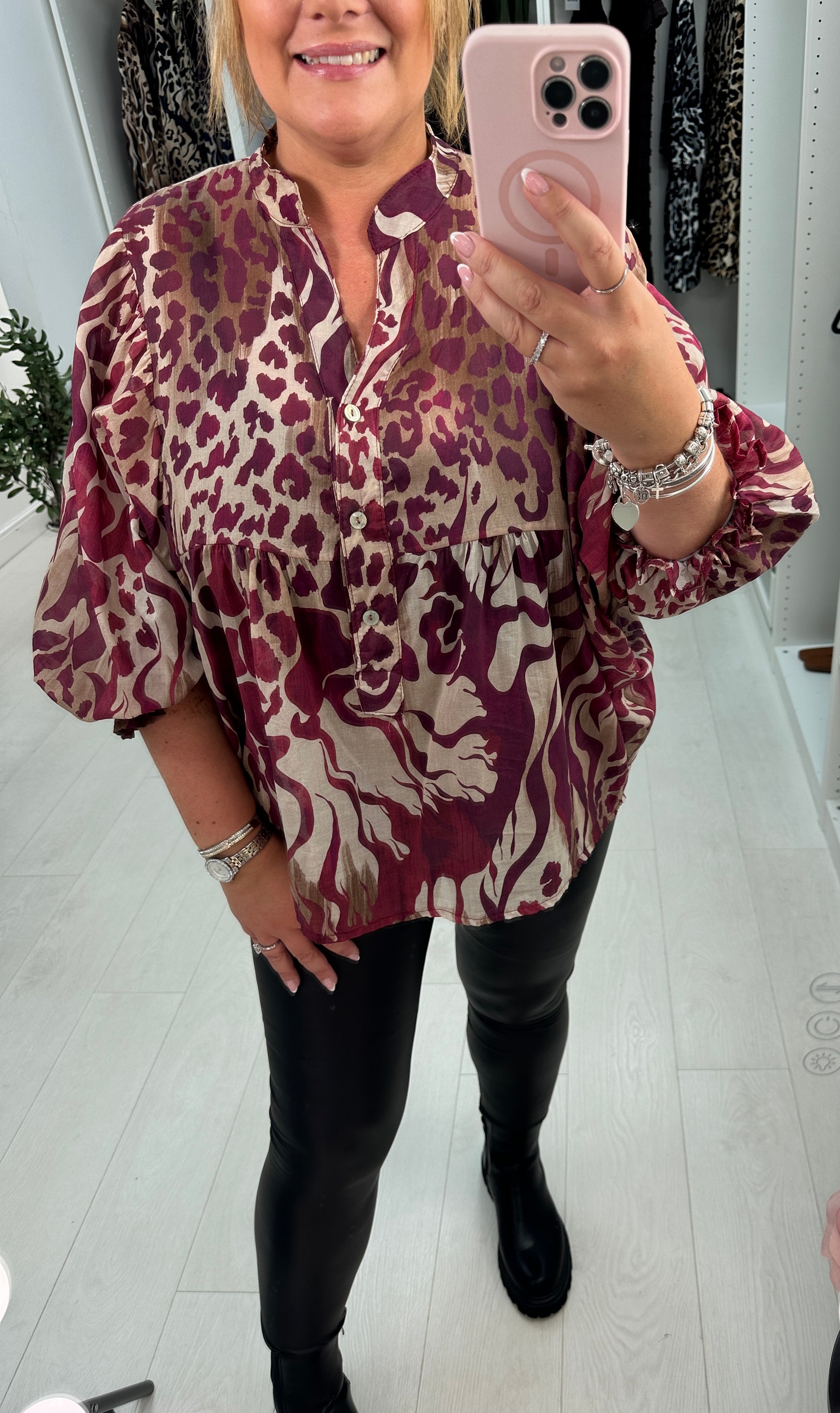 Zoya Animal Print Lightweight Blouse