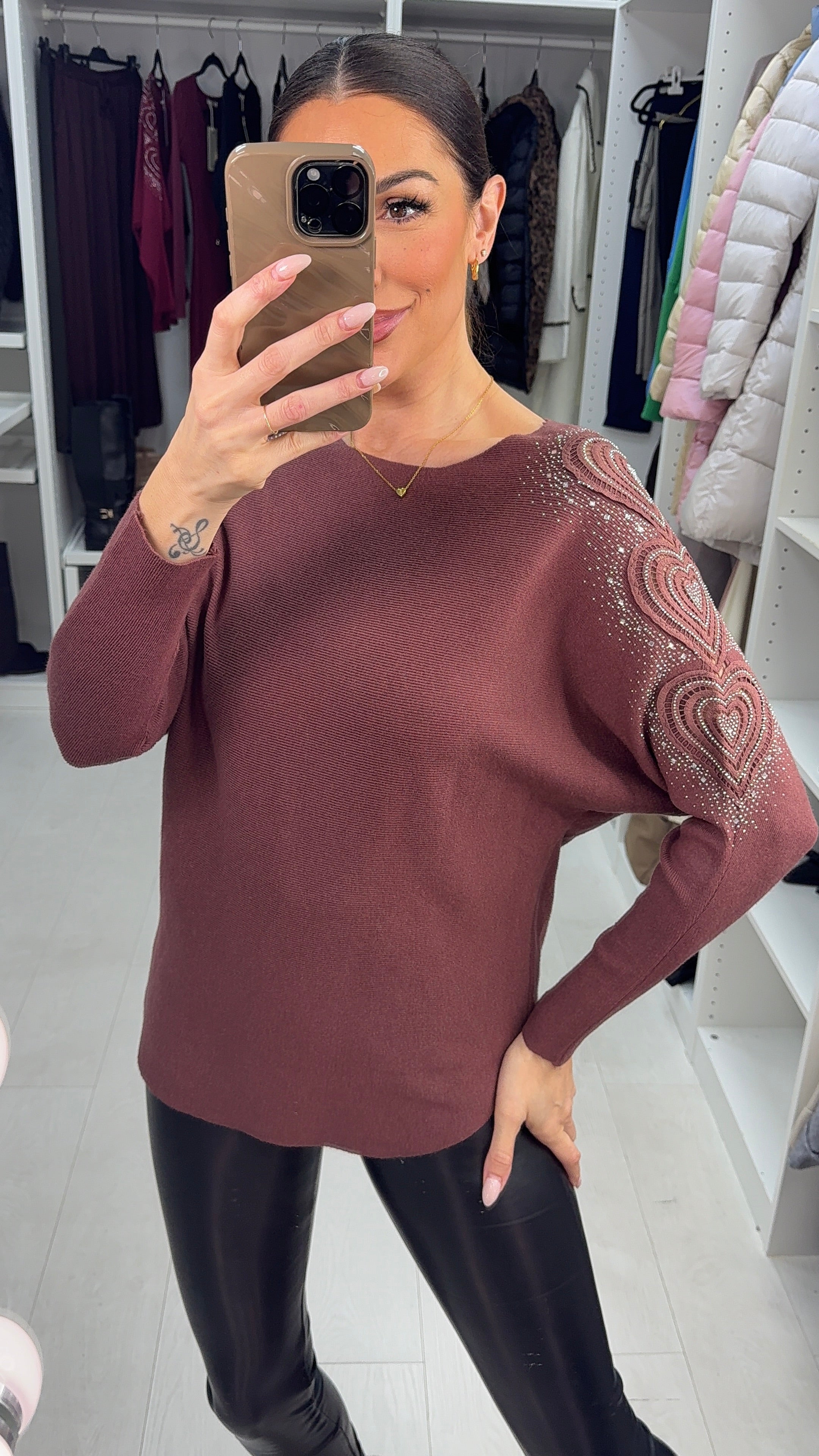 Hollis Embellished Sleeve Ribbed Knit Jumper