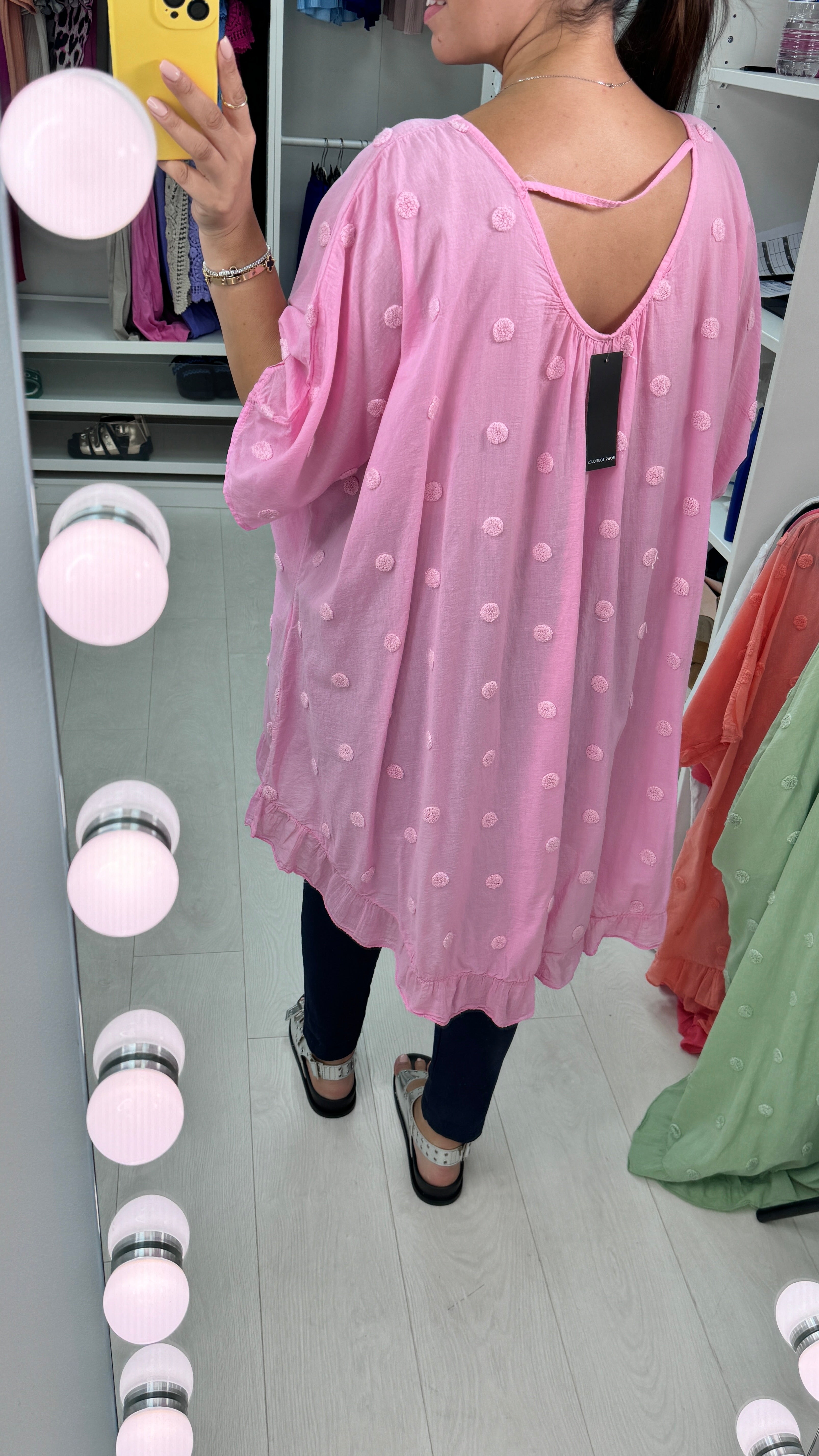 Dominga Dot Detail Lightweight Oversized Top