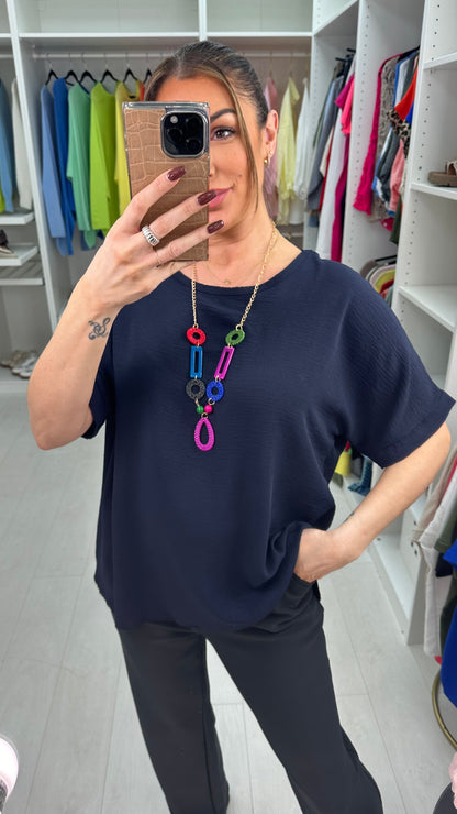 Channon Plain Loose Fit Necklace Top