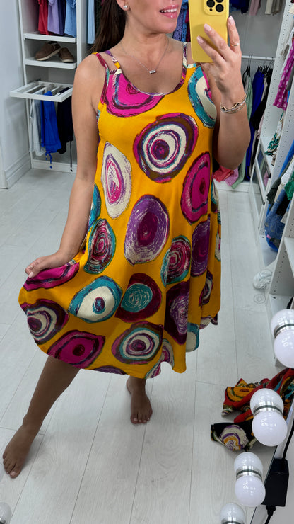 Benedita Abstract Circle Print Midi Dress