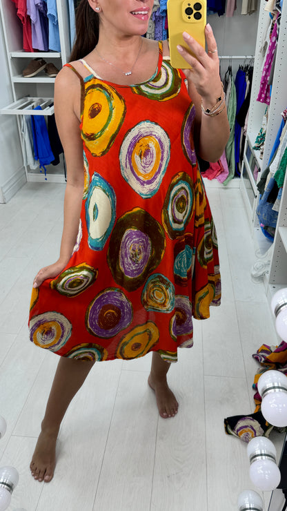 Benedita Abstract Circle Print Midi Dress