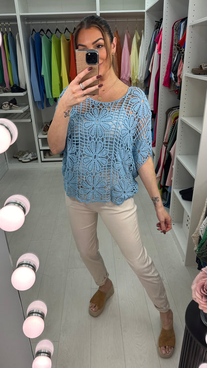 Cindy Floral Crochet Batwing Top