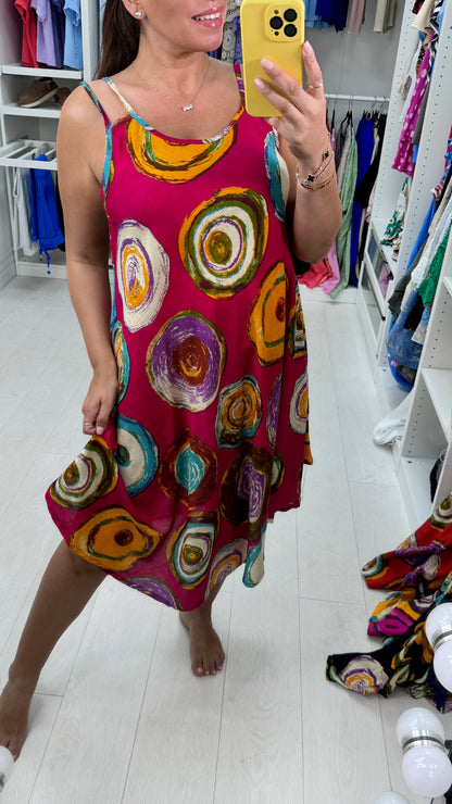 Benedita Abstract Circle Print Midi Dress