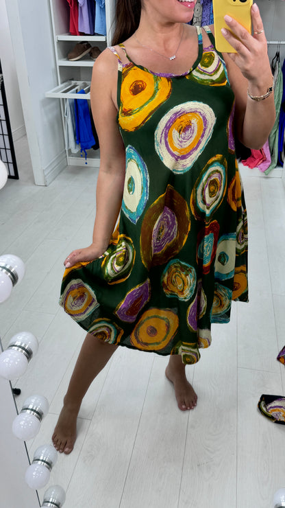 Benedita Abstract Circle Print Midi Dress