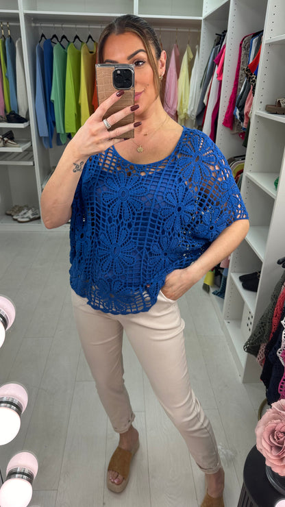 Cindy Floral Crochet Batwing Top