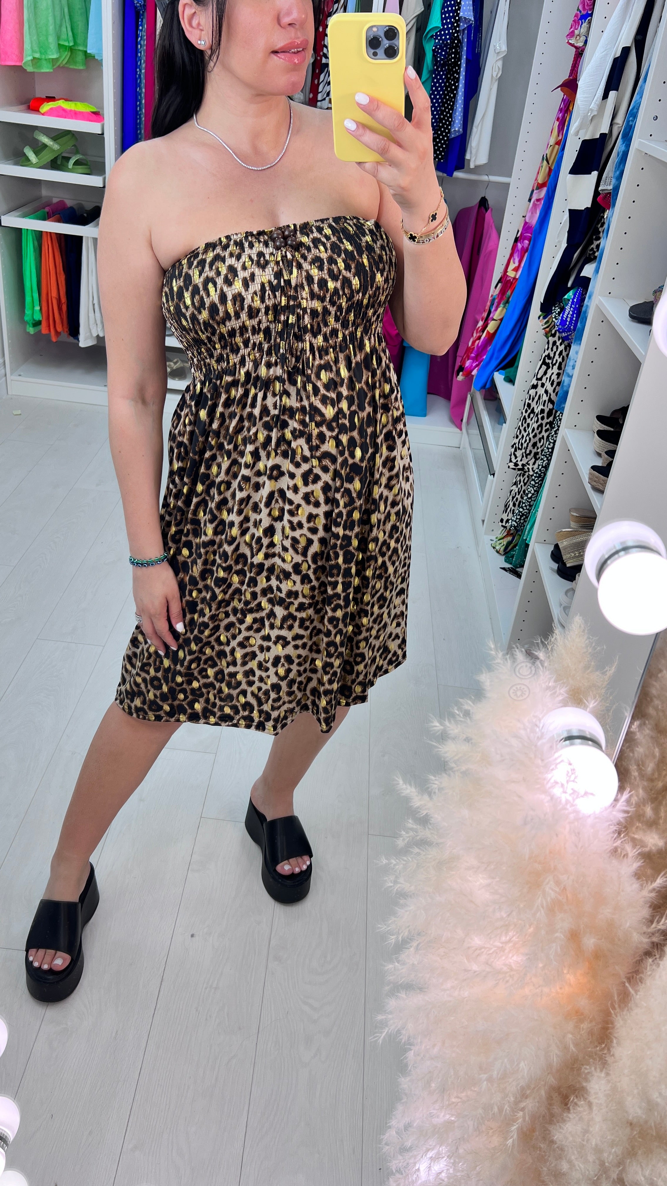 Selvie Leopard Print Elasticated Bust Dress