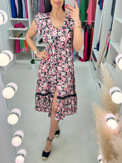 Colmar Floral Lace Detail Midi Dress