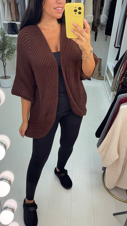 Nayeli 3/4 Sleeve Open Front Knit Cardigan