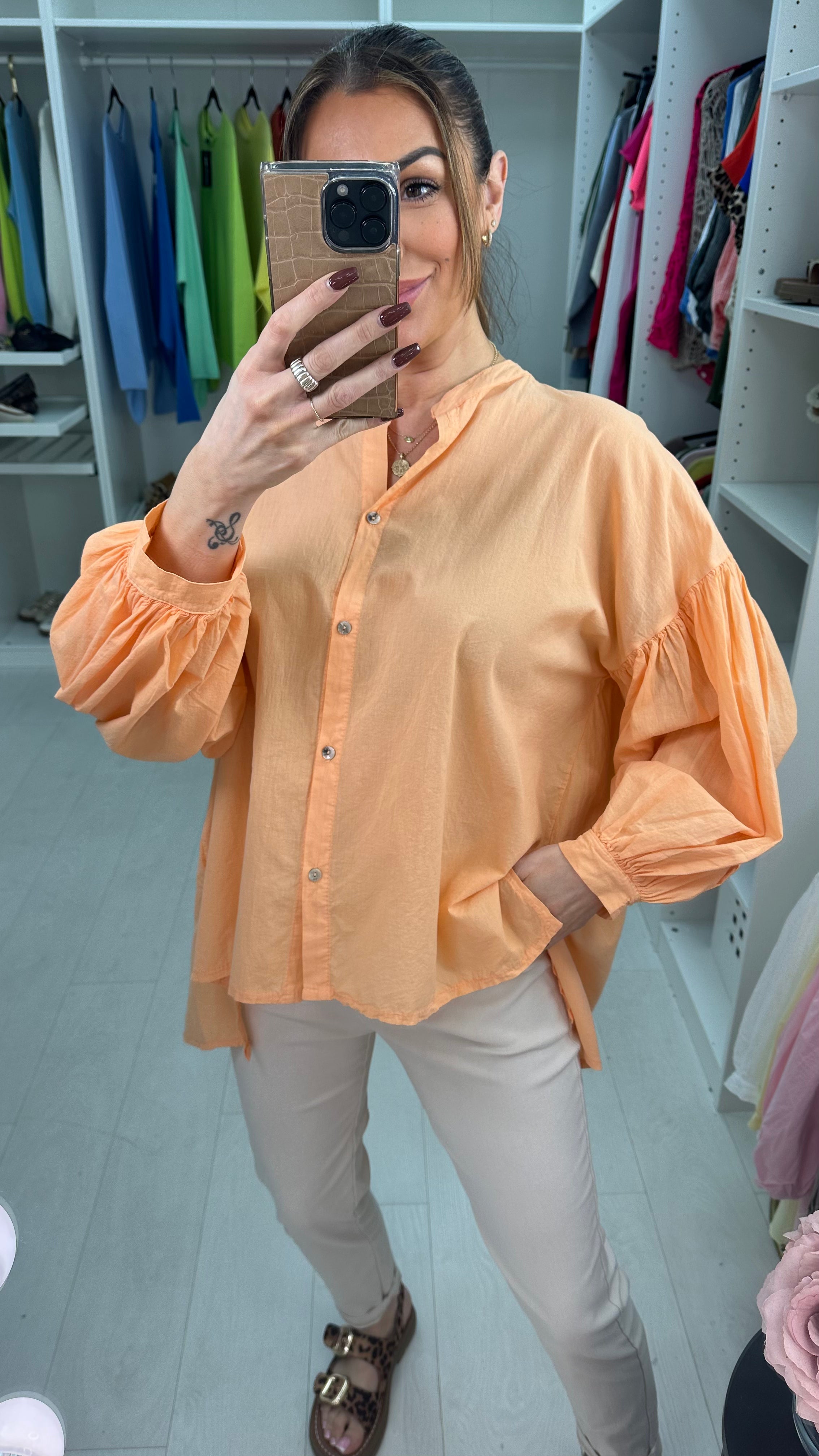Brandie Plain Dipped Hem Loose Fit Shirt