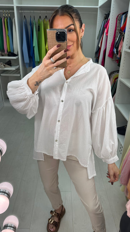 Brandie Plain Dipped Hem Loose Fit Shirt