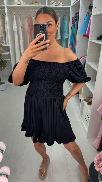 Ivette Plain Pleated Bardot Playsuit