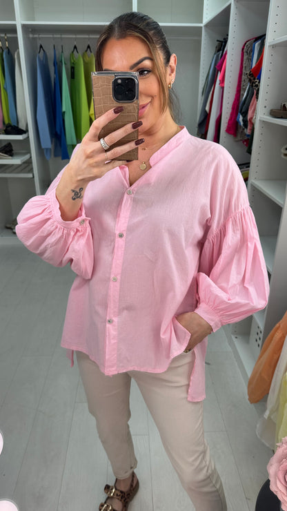 Brandie Plain Dipped Hem Loose Fit Shirt