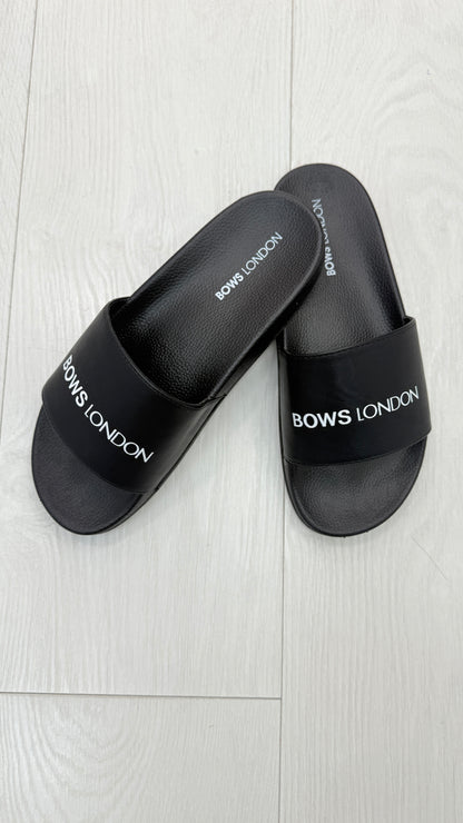 Bows London Black Sliders