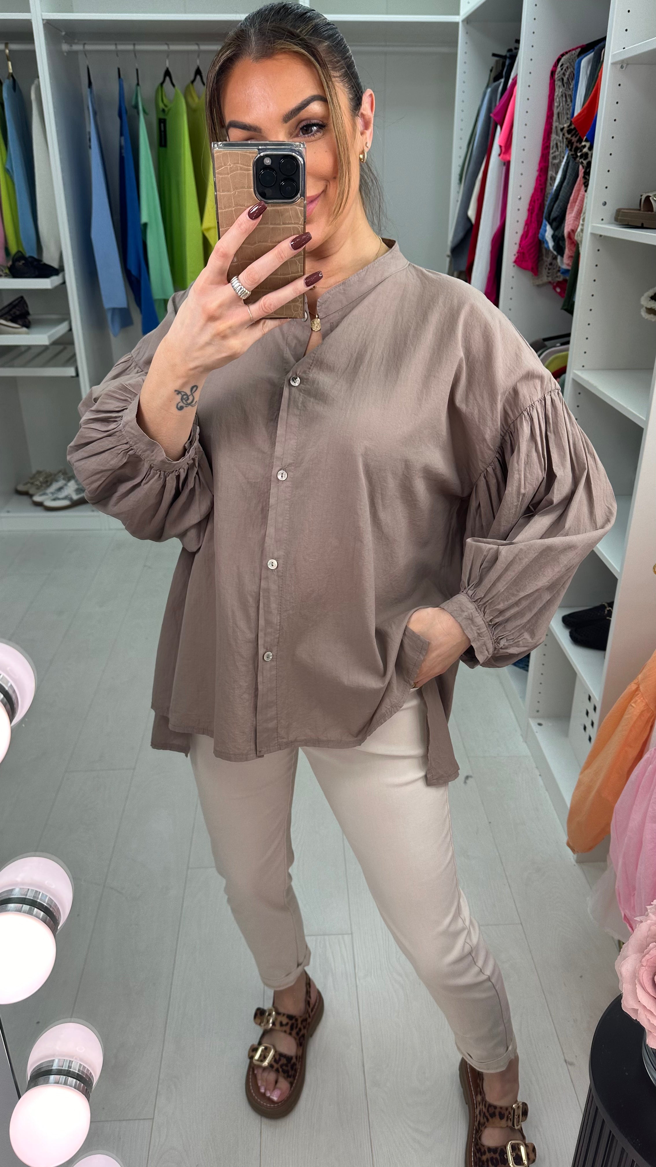 Brandie Plain Dipped Hem Loose Fit Shirt