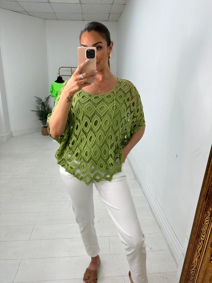 Naida Crochet Batwing Top