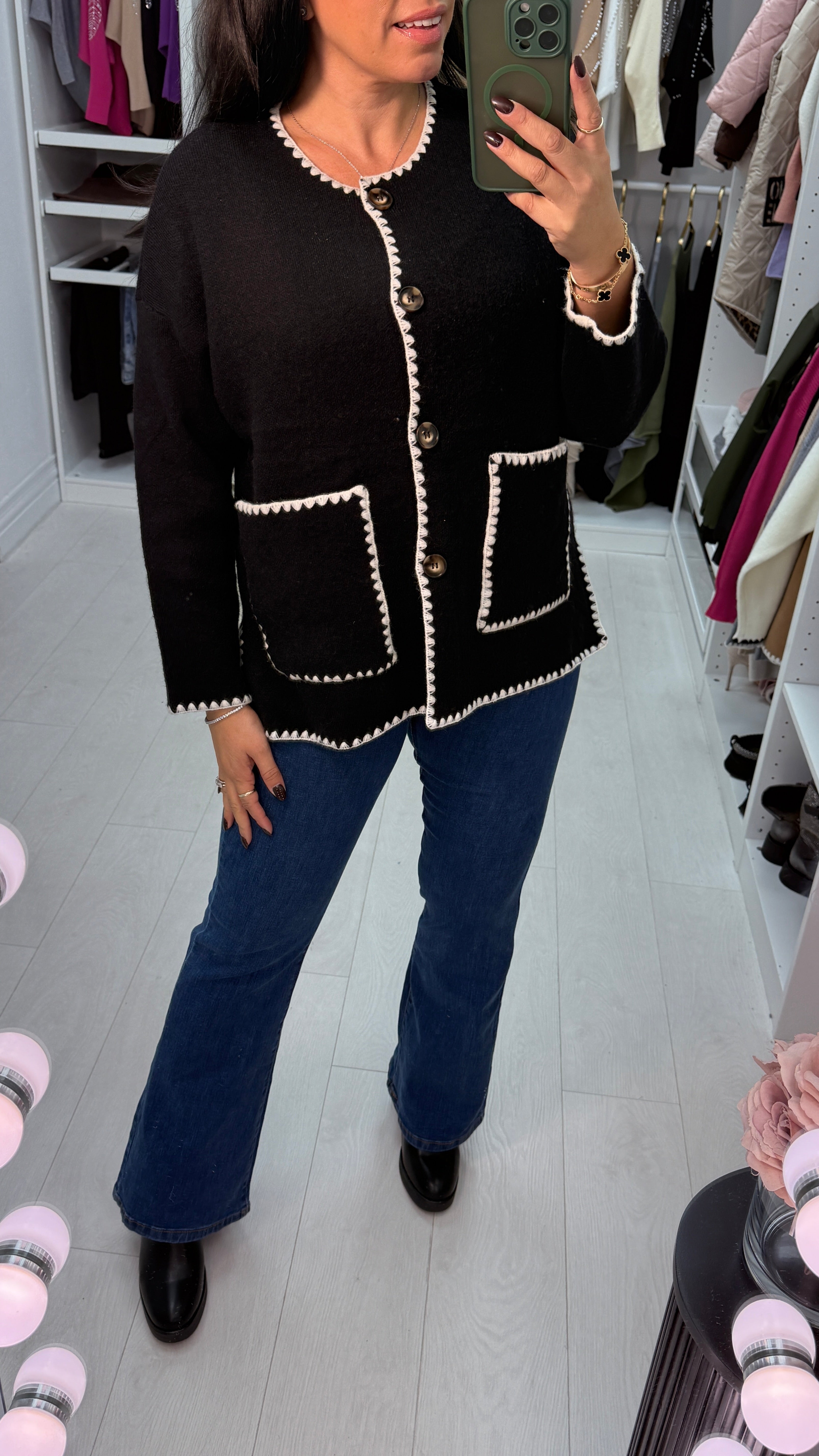 Aryanna Contrast Stitch Cardigan