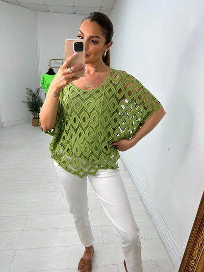 Naida Crochet Batwing Top