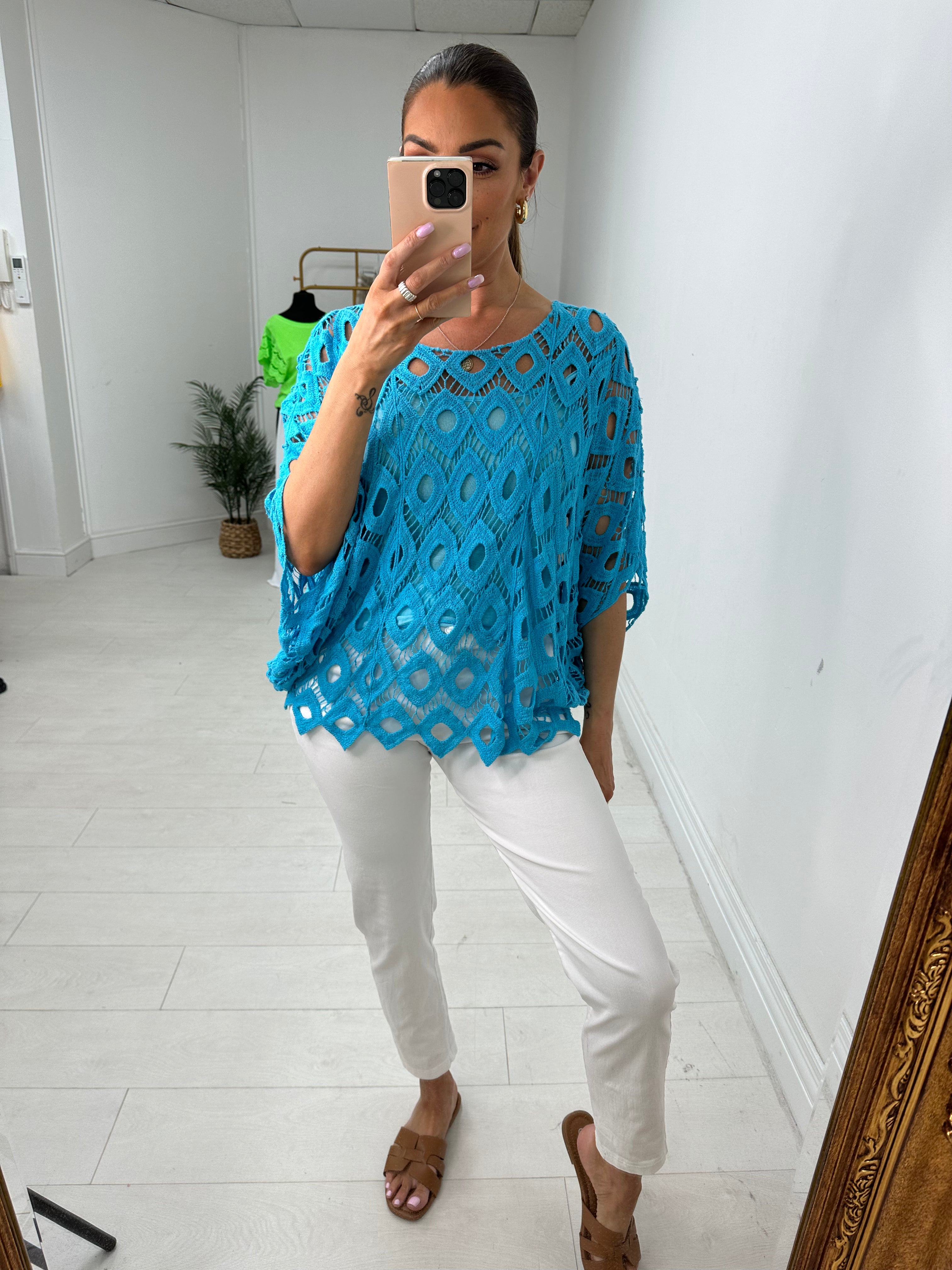 Naida Crochet Batwing Top